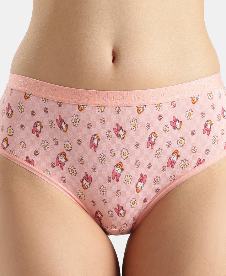 Disney Mickey & Friends High Coverage Super Combed Cotton Elastane Stretch Mid Waist Hipster - Candlelight Peach, Mocha & Black (Pack of 3)