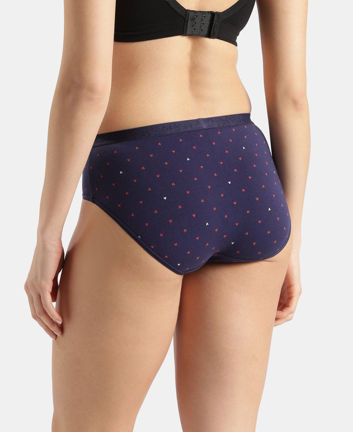 Disney Mickey & Friends High Coverage Super Combed Cotton Elastane Stretch Mid Waist Hipster - Valerian, Candlelight Peach & Classic Navy (Pack of 3)