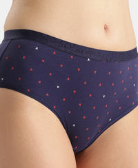 Disney Mickey & Friends High Coverage Super Combed Cotton Elastane Stretch Mid Waist Hipster - Valerian, Candlelight Peach & Classic Navy (Pack of 3)