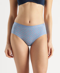 Disney Mickey & Friends High Coverage Super Combed Cotton Elastane Stretch Mid Waist Hipster - Mocha, High Rose & Ashleigh Blue (Pack of 3)