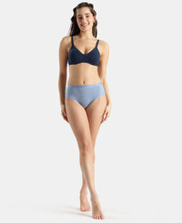 Disney Mickey & Friends High Coverage Super Combed Cotton Elastane Stretch Mid Waist Hipster - Mocha, High Rose & Ashleigh Blue (Pack of 3)