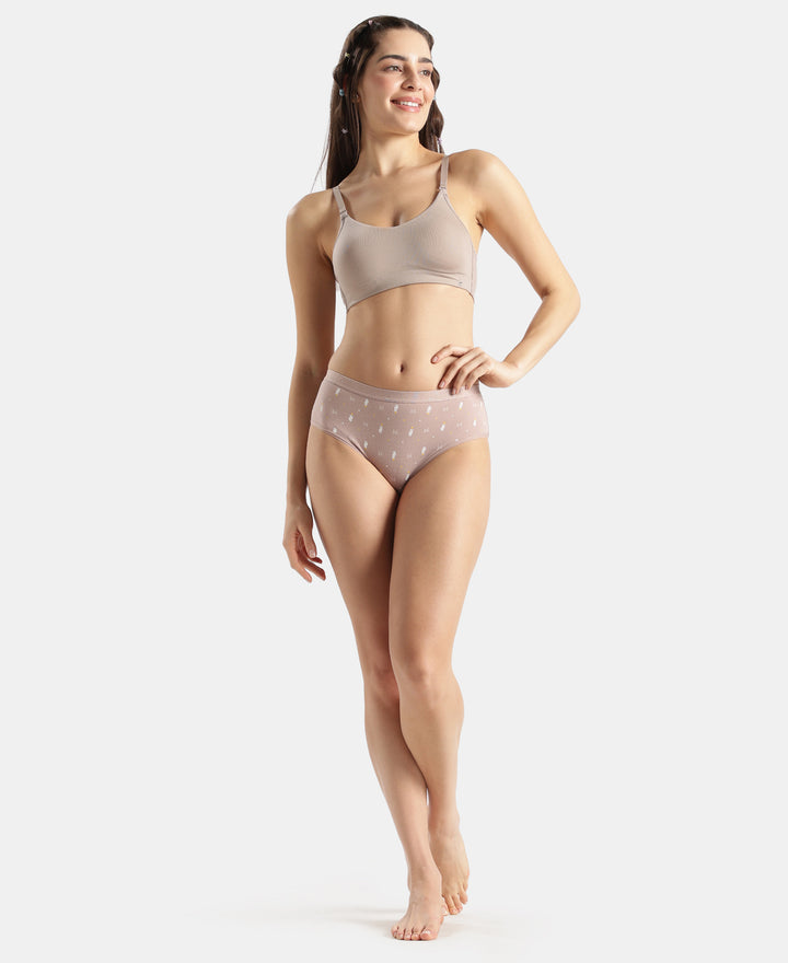 Disney Mickey & Friends High Coverage Super Combed Cotton Elastane Stretch Mid Waist Hipster - Mocha, High Rose & Ashleigh Blue (Pack of 3)