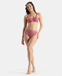 Disney Mickey & Friends High Coverage Super Combed Cotton Elastane Stretch Mid Waist Hipster - Mocha, High Rose & Ashleigh Blue (Pack of 3)