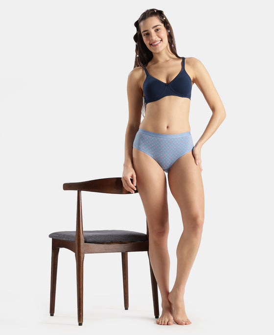 Disney Mickey & Friends High Coverage Super Combed Cotton Elastane Stretch Mid Waist Hipster - Mocha, High Rose & Ashleigh Blue (Pack of 3)