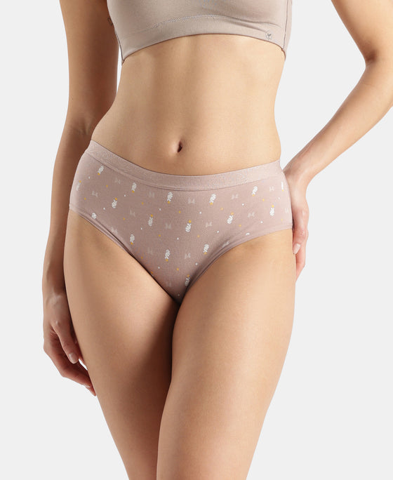 Disney Mickey & Friends High Coverage Super Combed Cotton Elastane Stretch Mid Waist Hipster - Mocha, High Rose & Ashleigh Blue (Pack of 3)