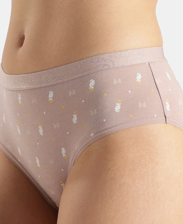 Disney Mickey & Friends High Coverage Super Combed Cotton Elastane Stretch Mid Waist Hipster - Mocha, High Rose & Ashleigh Blue (Pack of 3)