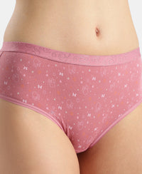 Disney Mickey & Friends High Coverage Super Combed Cotton Elastane Stretch Mid Waist Hipster - Mocha, High Rose & Ashleigh Blue (Pack of 3)