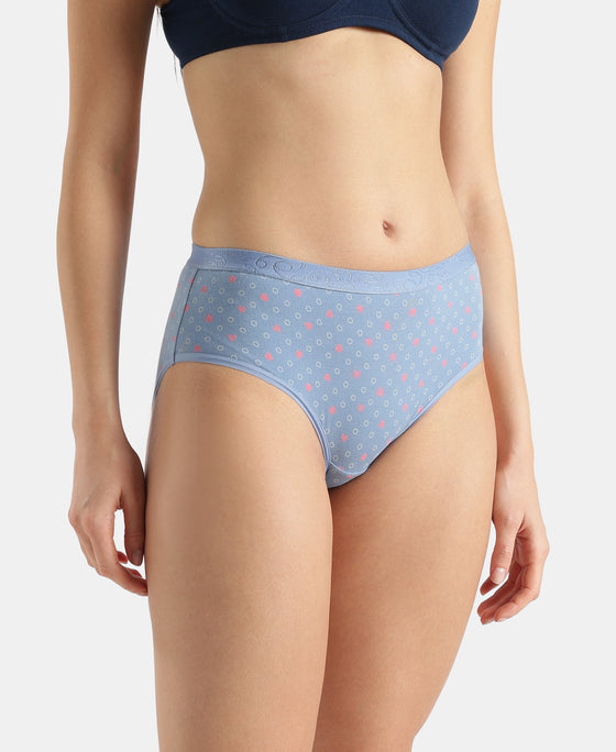 Disney Mickey & Friends High Coverage Super Combed Cotton Elastane Stretch Mid Waist Hipster - Mocha, High Rose & Ashleigh Blue (Pack of 3)