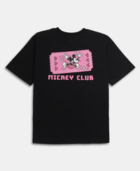 Disney Girl's Super Combed Cotton Graphic Printed T-Shirt - Black