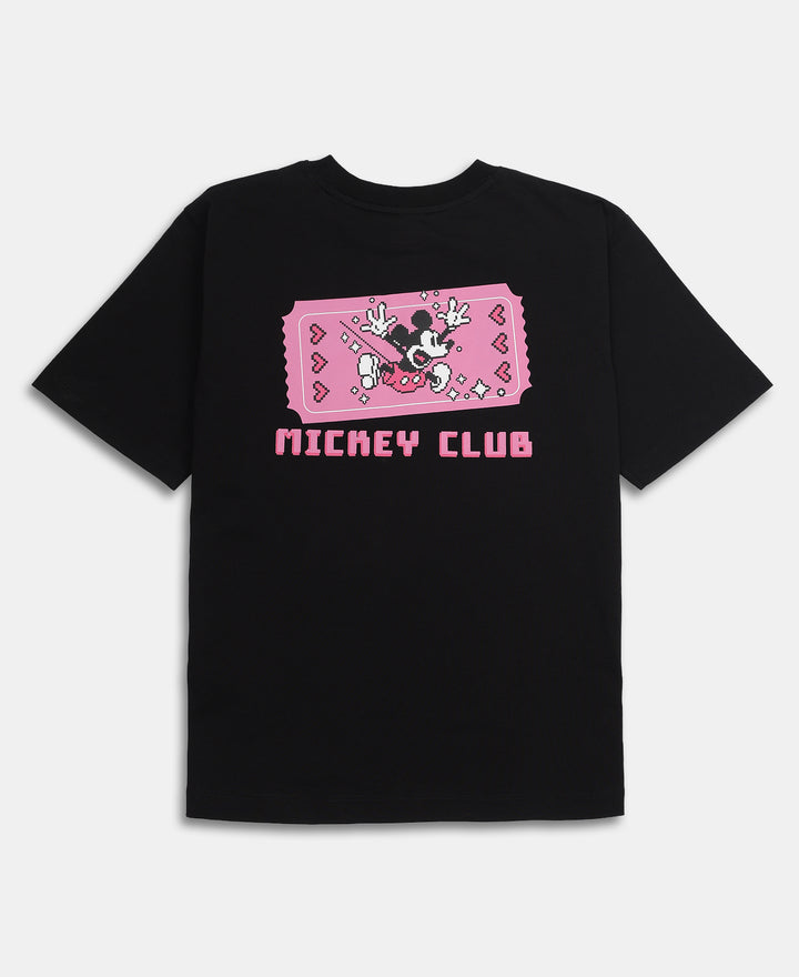 Disney Girl's Super Combed Cotton Graphic Printed T-Shirt - Black