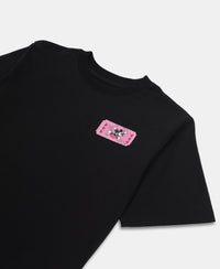 Disney Girl's Super Combed Cotton Graphic Printed T-Shirt - Black
