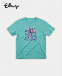 Disney Girl's Super Combed Cotton Graphic Printed T-Shirt - Aruba Blue