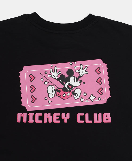 Disney Girl's Super Combed Cotton Graphic Printed T-Shirt - Black