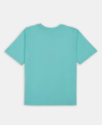 Disney Girl's Super Combed Cotton Graphic Printed T-Shirt - Aruba Blue