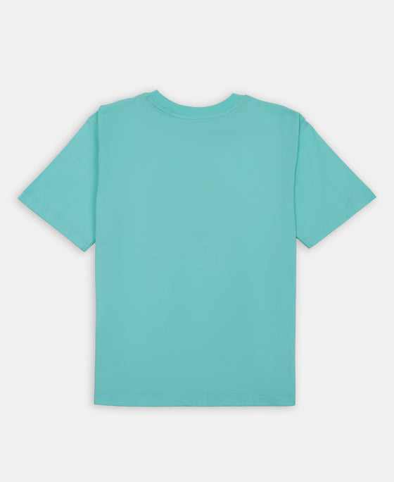 Disney Girl's Super Combed Cotton Graphic Printed T-Shirt - Aruba Blue