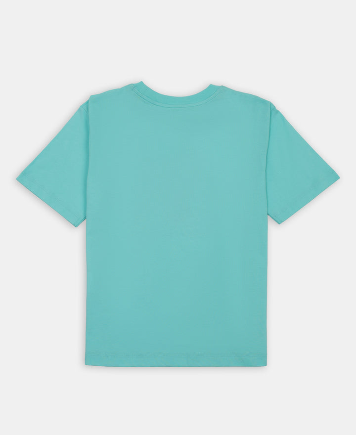 Disney Girl's Super Combed Cotton Graphic Printed T-Shirt - Aruba Blue
