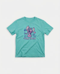 Disney Girl's Super Combed Cotton Graphic Printed T-Shirt - Aruba Blue