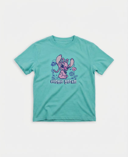 Disney Girl's Super Combed Cotton Graphic Printed T-Shirt - Aruba Blue