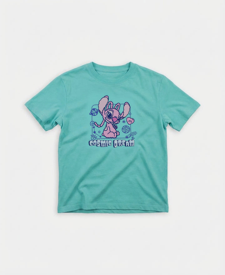 Disney Girl's Super Combed Cotton Graphic Printed T-Shirt - Aruba Blue