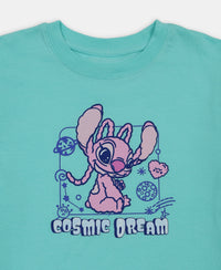 Disney Girl's Super Combed Cotton Graphic Printed T-Shirt - Aruba Blue