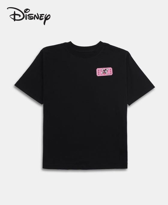 Disney Girl's Super Combed Cotton Graphic Printed T-Shirt - Black