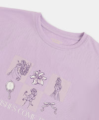 Disney Princess Collection Girl's Super Combed Cotton Short Sleeve T-Shirt and Pyjama Set - Lavendula
