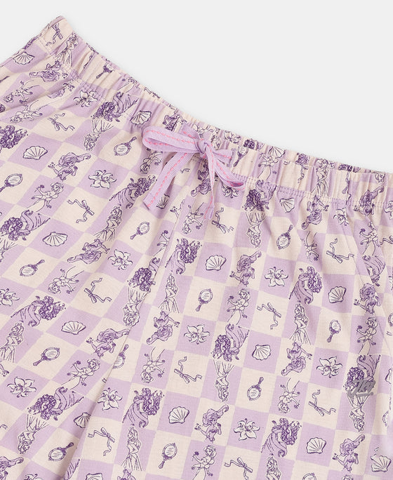 Disney Princess Collection Girl's Super Combed Cotton Short Sleeve T-Shirt and Pyjama Set - Lavendula