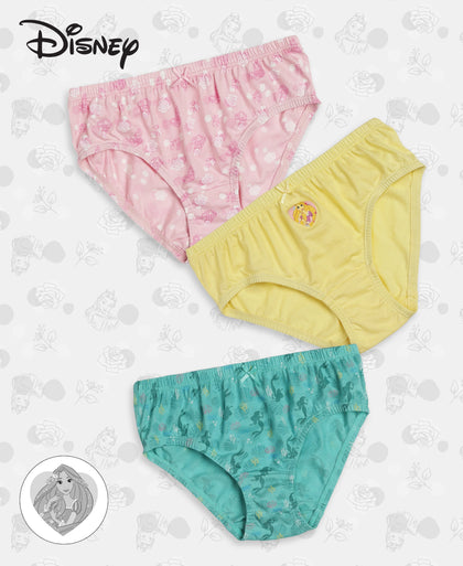 Disney Princess Collection Super Combed Cotton Printed Panty with Concealed Waistband - Fairy Tale, Lemon Meringue & Aqua Sky (Pack of 3)