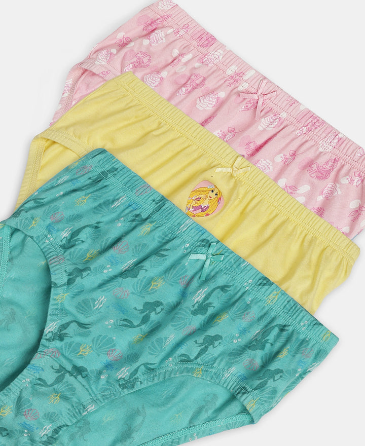 Disney Princess Collection Super Combed Cotton Printed Panty with Concealed Waistband - Fairy Tale, Lemon Meringue & Aqua Sky (Pack of 3)