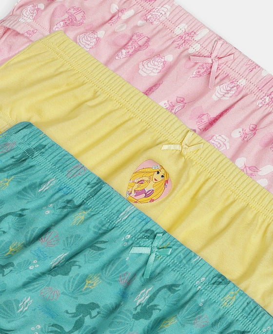 Disney Princess Collection Super Combed Cotton Printed Panty with Concealed Waistband - Fairy Tale, Lemon Meringue & Aqua Sky (Pack of 3)