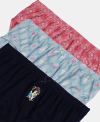 Disney Princess Collection Super Combed Cotton Printed Panty with Concealed Waistband - Skyway, Imperial Blue & Wild Rose (Pack of 3)