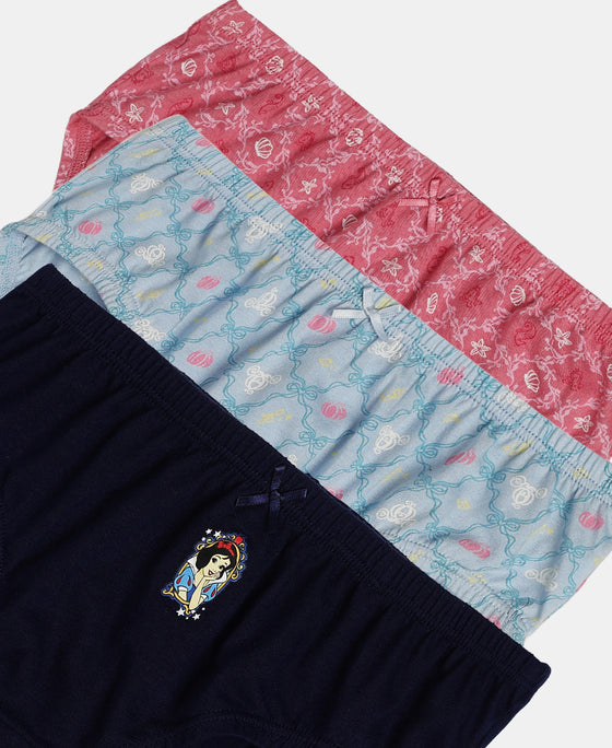 Disney Princess Collection Super Combed Cotton Printed Panty with Concealed Waistband - Skyway, Imperial Blue & Wild Rose (Pack of 3)