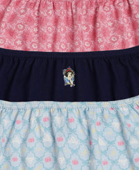 Disney Princess Collection Super Combed Cotton Printed Panty with Concealed Waistband - Skyway, Imperial Blue & Wild Rose (Pack of 3)