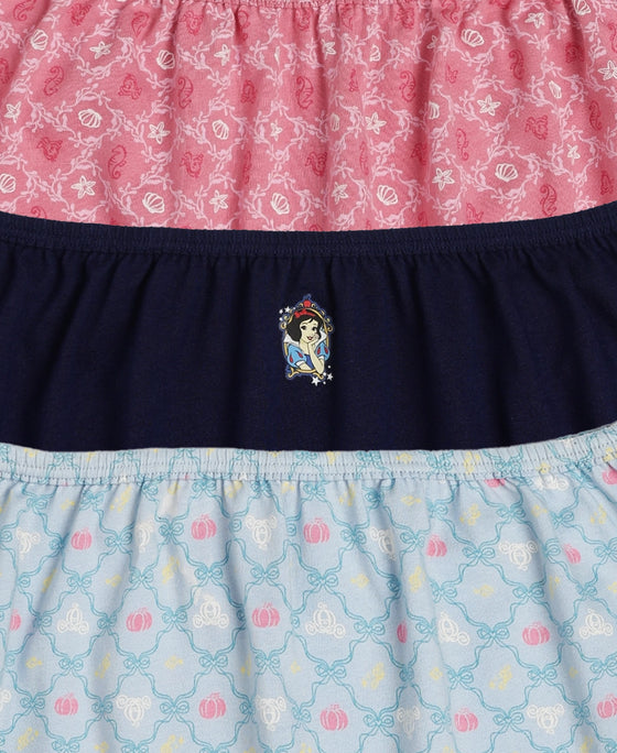 Disney Princess Collection Super Combed Cotton Printed Panty with Concealed Waistband - Skyway, Imperial Blue & Wild Rose (Pack of 3)