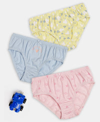 Disney Mickey Mouse Super Combed Cotton Printed Panty with Concealed Waistband - Lemon Meringue, Skyway & Fairy Tale (Pack of 3)