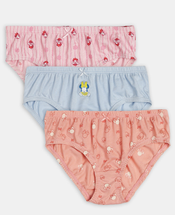 Disney Minnie Mouse Super Combed Cotton Printed Panty with Concealed Waistband - Mellow Rose, Skyway & Fairy Tale (Pack of 3)
