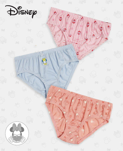 Disney Minnie Mouse Super Combed Cotton Printed Panty with Concealed Waistband - Mellow Rose, Skyway & Fairy Tale (Pack of 3)