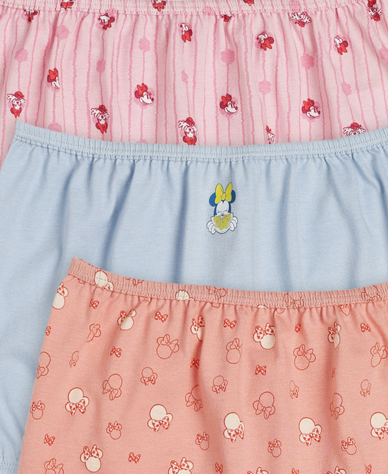 Disney Minnie Mouse Super Combed Cotton Printed Panty with Concealed Waistband - Mellow Rose, Skyway & Fairy Tale (Pack of 3)
