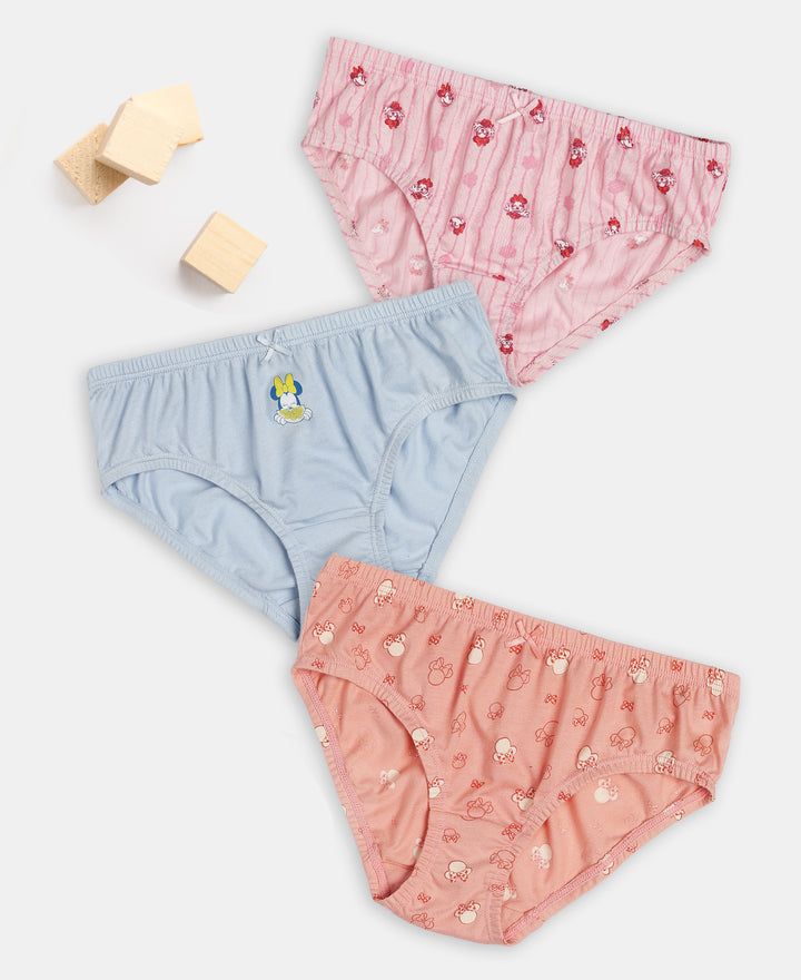 Disney Minnie Mouse Super Combed Cotton Printed Panty with Concealed Waistband - Mellow Rose, Skyway & Fairy Tale (Pack of 3)