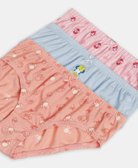 Disney Minnie Mouse Super Combed Cotton Printed Panty with Concealed Waistband - Mellow Rose, Skyway & Fairy Tale (Pack of 3)