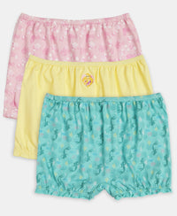 Disney Princess Collection Super Combed Cotton Printed Bloomers with Concealed Waistband - Fairy Tale, Lemon Meringue & Aqua Sky (Pack of 3)