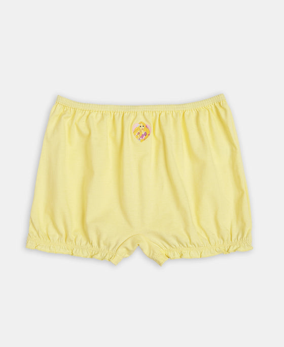 Disney Princess Collection Super Combed Cotton Printed Bloomers with Concealed Waistband - Fairy Tale, Lemon Meringue & Aqua Sky (Pack of 3)