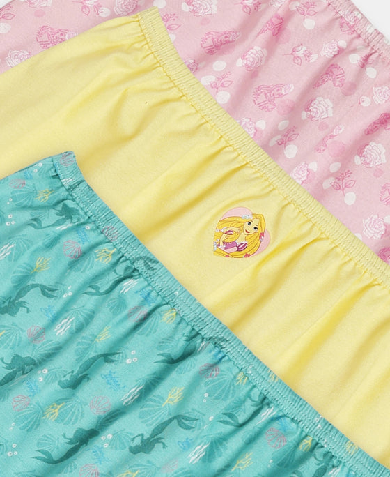 Disney Princess Collection Super Combed Cotton Printed Bloomers with Concealed Waistband - Fairy Tale, Lemon Meringue & Aqua Sky (Pack of 3)