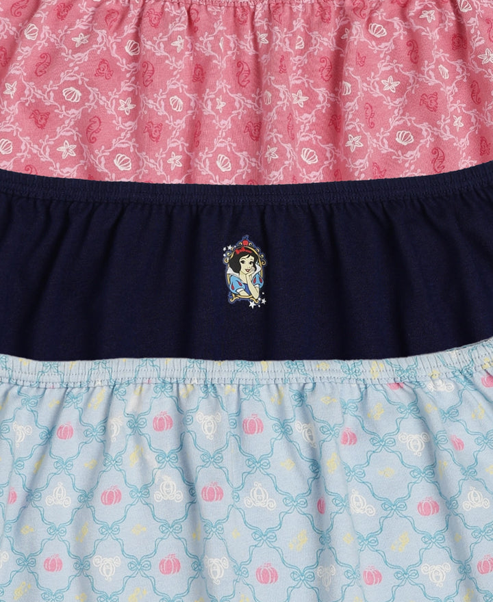 Disney Princess Collection Super Combed Cotton Printed Bloomers with Concealed Waistband - Skyway, Imperial Blue & Wild Rose (Pack of 3)