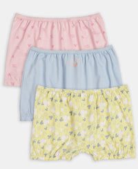 Disney Mickey Mouse Super Combed Cotton Printed Bloomers with Concealed Waistband - Lemon Meringue, Skyway & Fairy Tale (Pack of 3)