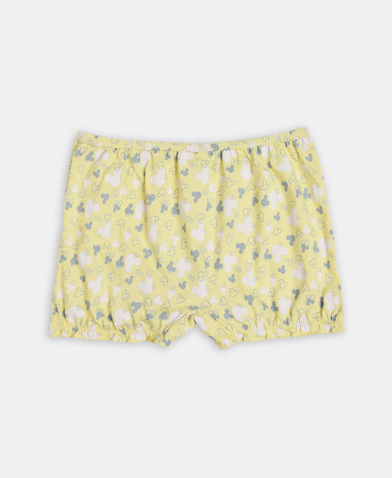 Disney Mickey Mouse Super Combed Cotton Printed Bloomers with Concealed Waistband - Lemon Meringue, Skyway & Fairy Tale (Pack of 3)