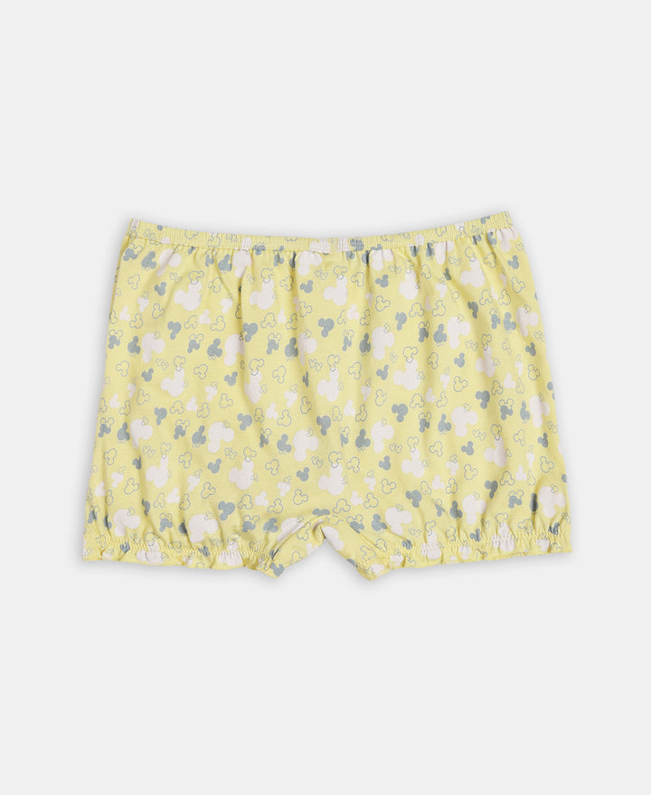 Disney Mickey Mouse Super Combed Cotton Printed Bloomers with Concealed Waistband - Lemon Meringue, Skyway & Fairy Tale (Pack of 3)
