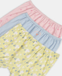Disney Mickey Mouse Super Combed Cotton Printed Bloomers with Concealed Waistband - Lemon Meringue, Skyway & Fairy Tale (Pack of 3)