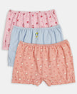 Disney Minnie Mouse Super Combed Cotton Printed Bloomers with Concealed Waistband - Mellow Rose, Skyway & Fairy Tale (Pack of 3)