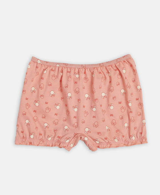 Disney Minnie Mouse Super Combed Cotton Printed Bloomers with Concealed Waistband - Mellow Rose, Skyway & Fairy Tale (Pack of 3)